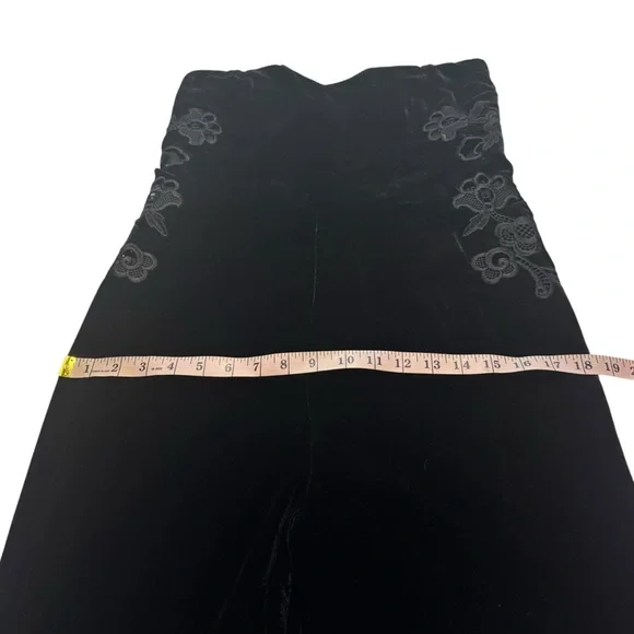 Sandro FR 40 US 8 Black Emilia Floral Embroidered Wide Leg Velvet Jumpsuit Flaw
